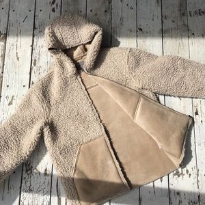 ASOS SHERPA SUEDE DEEP PILE TEDDY ZIP JACKET
